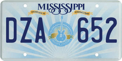 MS license plate DZA652