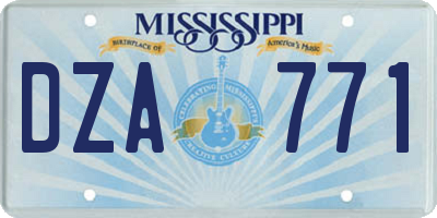 MS license plate DZA771