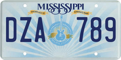 MS license plate DZA789