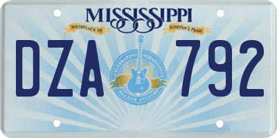 MS license plate DZA792