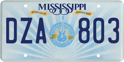 MS license plate DZA803