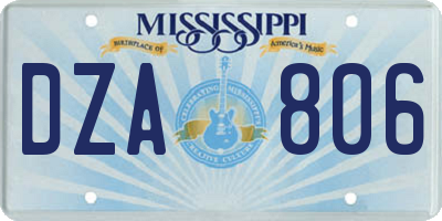 MS license plate DZA806