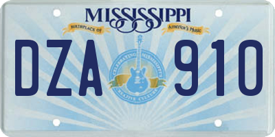 MS license plate DZA910