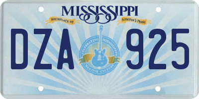 MS license plate DZA925