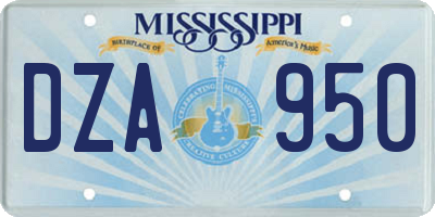 MS license plate DZA950