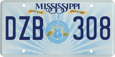 MS license plate DZB308