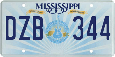MS license plate DZB344