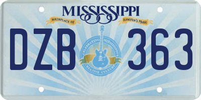 MS license plate DZB363