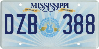 MS license plate DZB388