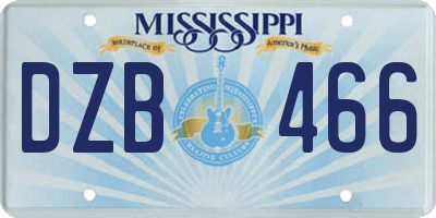 MS license plate DZB466