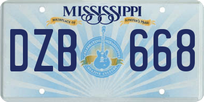 MS license plate DZB668
