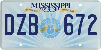 MS license plate DZB672
