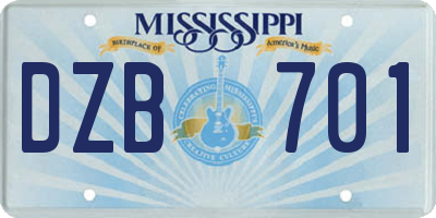 MS license plate DZB701