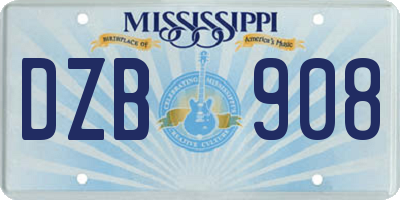 MS license plate DZB908