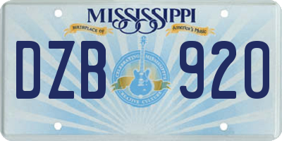 MS license plate DZB920