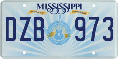 MS license plate DZB973