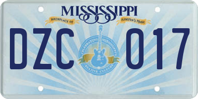 MS license plate DZC017