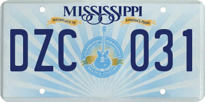 MS license plate DZC031