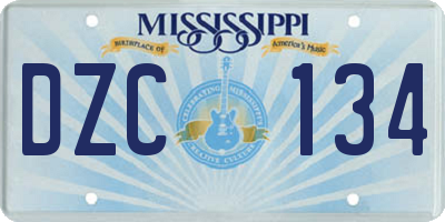 MS license plate DZC134