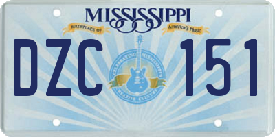 MS license plate DZC151