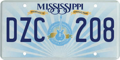 MS license plate DZC208