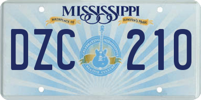 MS license plate DZC210