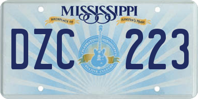 MS license plate DZC223