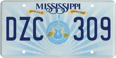 MS license plate DZC309