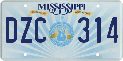 MS license plate DZC314