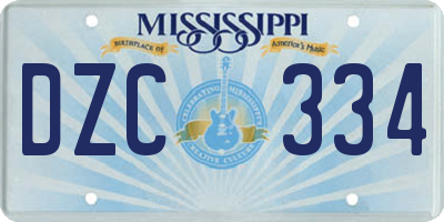 MS license plate DZC334