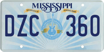 MS license plate DZC360