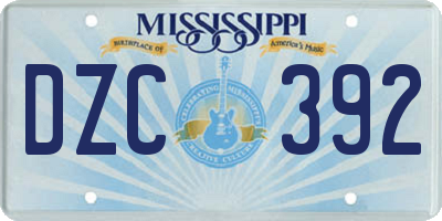 MS license plate DZC392