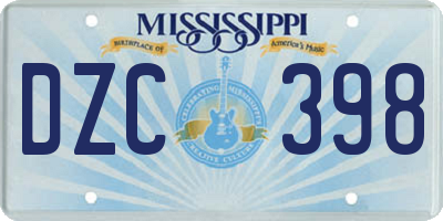 MS license plate DZC398