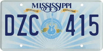 MS license plate DZC415