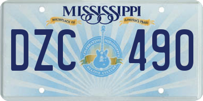 MS license plate DZC490
