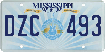 MS license plate DZC493