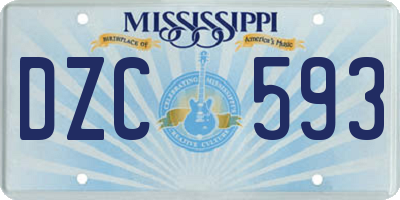 MS license plate DZC593