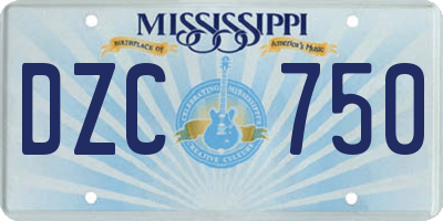 MS license plate DZC750