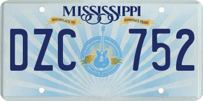 MS license plate DZC752