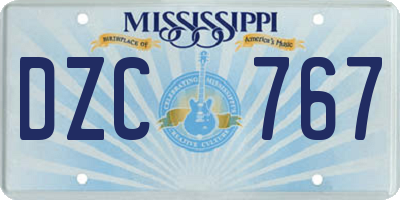 MS license plate DZC767