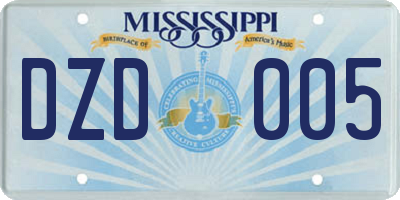 MS license plate DZD005