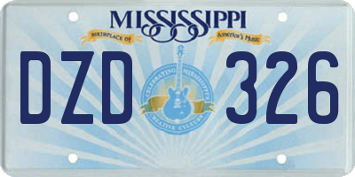 MS license plate DZD326