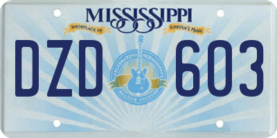 MS license plate DZD603