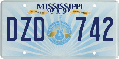 MS license plate DZD742