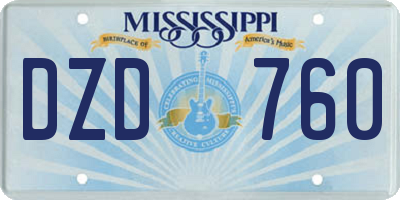 MS license plate DZD760