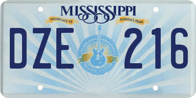 MS license plate DZE216