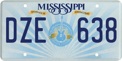 MS license plate DZE638