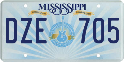 MS license plate DZE705