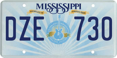 MS license plate DZE730