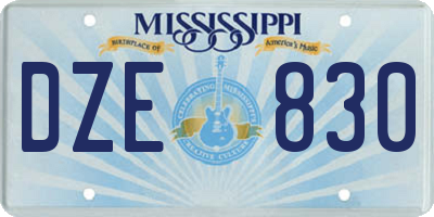 MS license plate DZE830